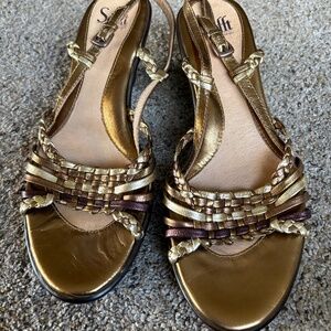 Soffit woven leather slingback sandals